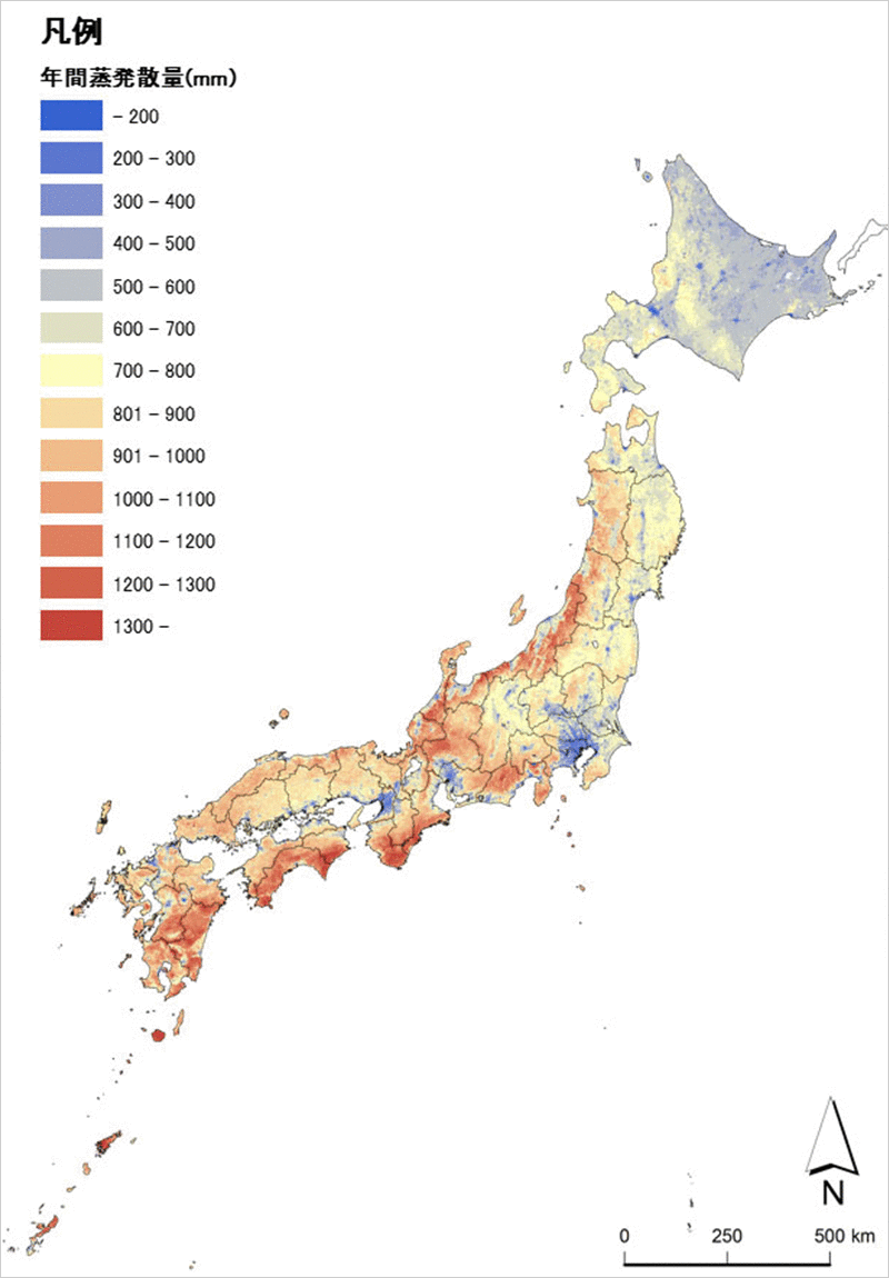 水の年間蒸発散量